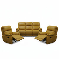 New York 3+1+1 Seater Manual Recliner Genuine Leather Mustard Orange