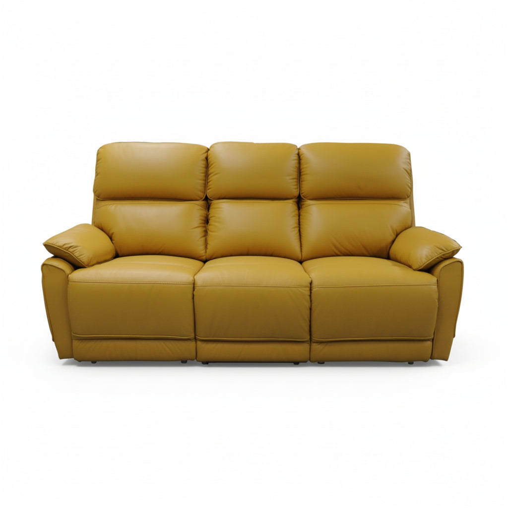 New York 3+1+1 Seater Manual Recliner Genuine Leather Mustard Orange