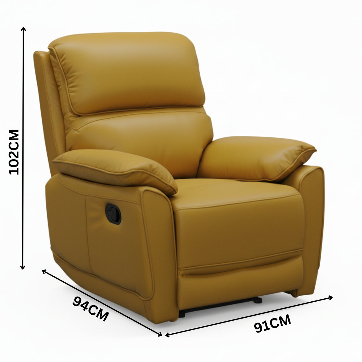 New York Single Seater Manual Recliner Genuine Leather Mustard Orange