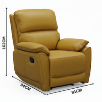 New York Single Seater Manual Recliner Genuine Leather Mustard Orange