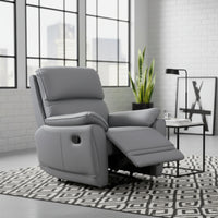 New York Single Seater Manual Recliner Genuine Leather Stone Grey