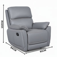 New York Single Seater Manual Recliner Genuine Leather Stone Grey