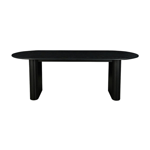 Noir 220cm Oak Timber Wood Oval Dining Table Black