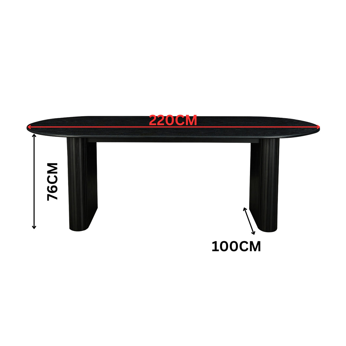 Noir 220cm Timber Oval Dining Table Black – Divano Furniture