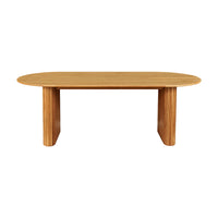 Noir 220cm Oak Timber Wood Oval Dining Table Natural