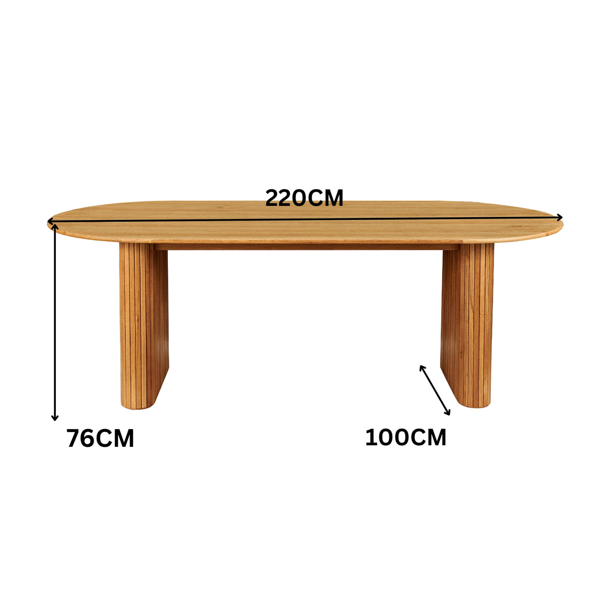 Noir 220cm Oak Timber Wood Oval Dining Table Natural