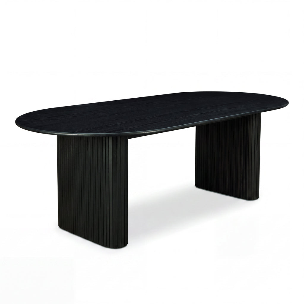 Noir 220cm Timber Oval Dining Table Black