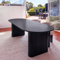 Noir 220cm Timber Oval Dining Table Black