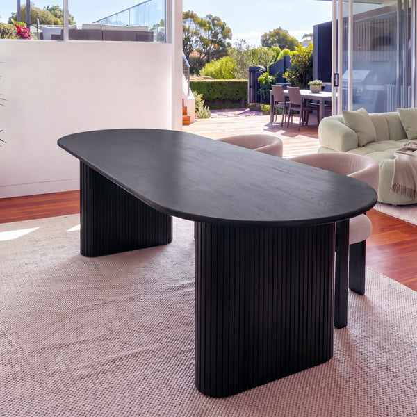 Noir 220cm Timber Oval Dining Table Black