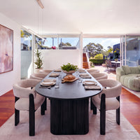Noir 220cm Timber Oval Dining Table Black