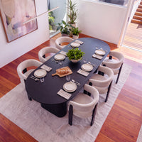 Noir 220cm Timber Oval Dining Table Black