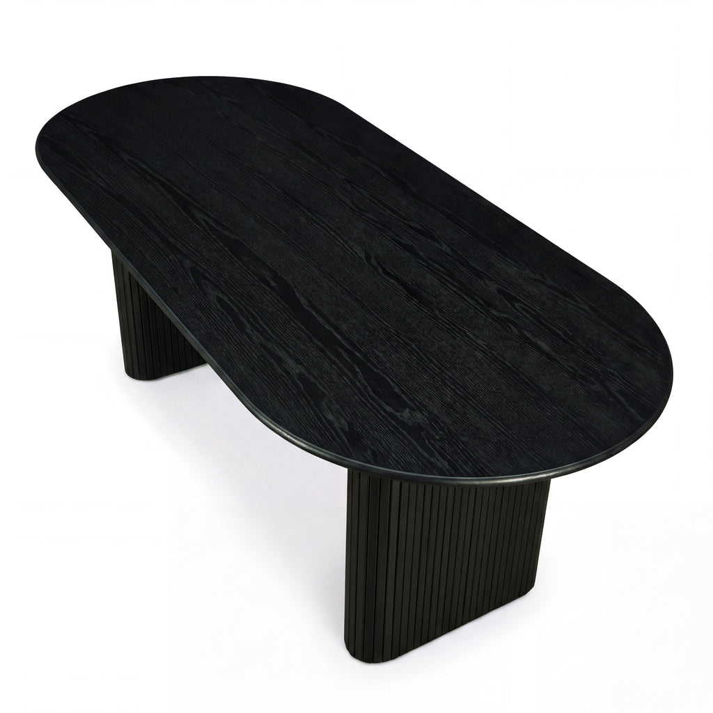 Noir 220cm Timber Oval Dining Table Black