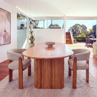 Noir 220cm Timber Oval Dining Table Natural