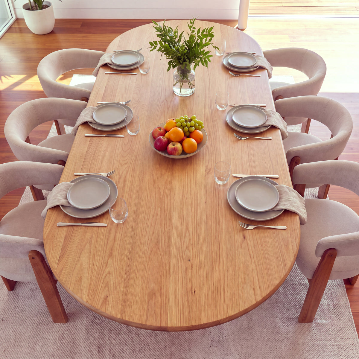 Noir 220cm Timber Oval Dining Table Natural