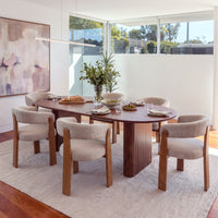 Noir 220cm Timber Oval Dining Table Walnut