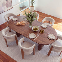 Noir 220cm Timber Oval Dining Table Walnut