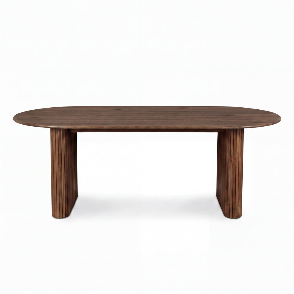 Noir 220cm Timber Oval Dining Table Walnut