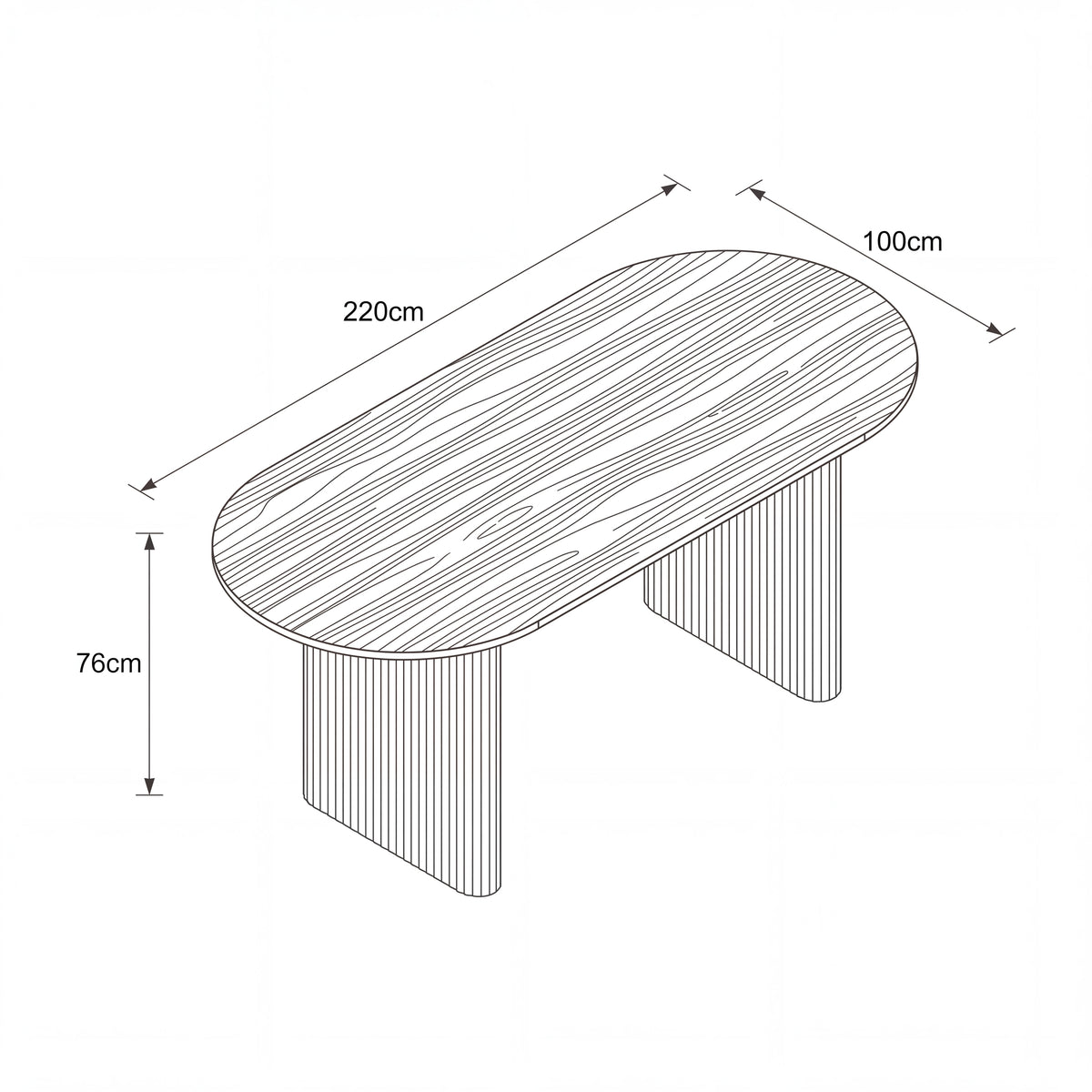Noir 220cm Timber Oval Dining Table Walnut