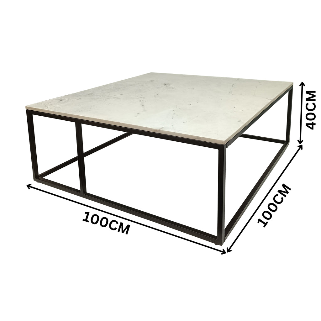 Nomad 100cm Square Marble Coffee Table White