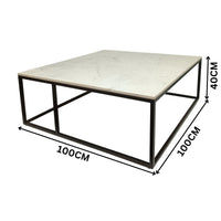 Nomad 100cm Square Marble Coffee Table White