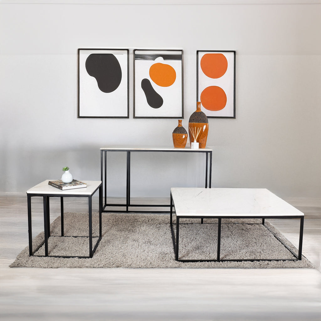 Nomad 130cm Marble Console Table White