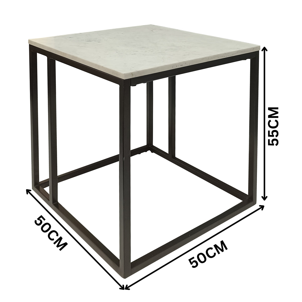 Nomad 50cm Square Marble Lamp Table White
