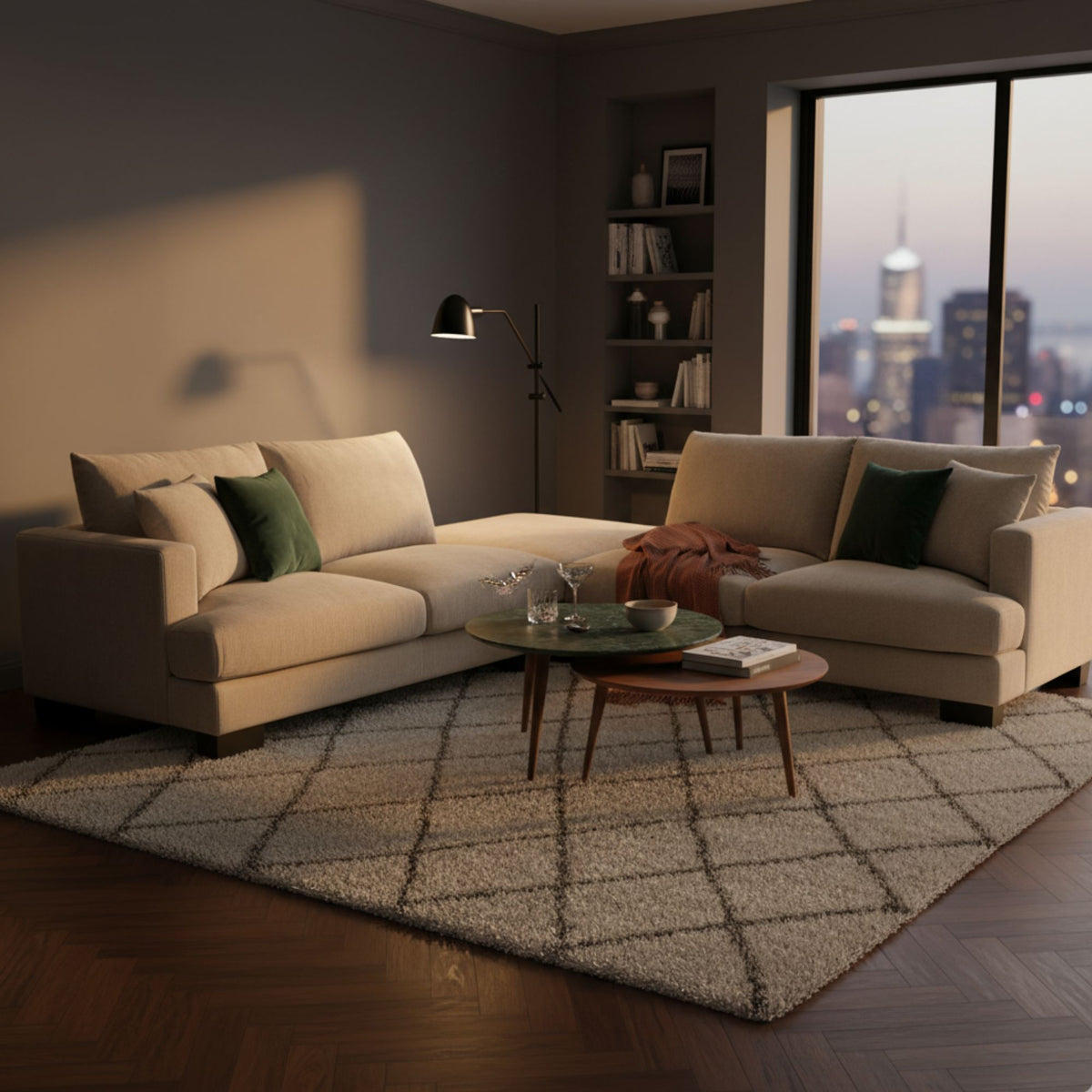 Nordic 5 Seater Modular Corner Sofa Lounge Ottoman Chaise Beige