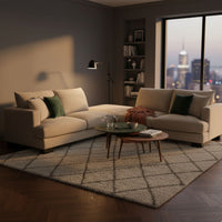 Nordic 5 Seater Modular Corner Sofa Lounge Ottoman Chaise Beige