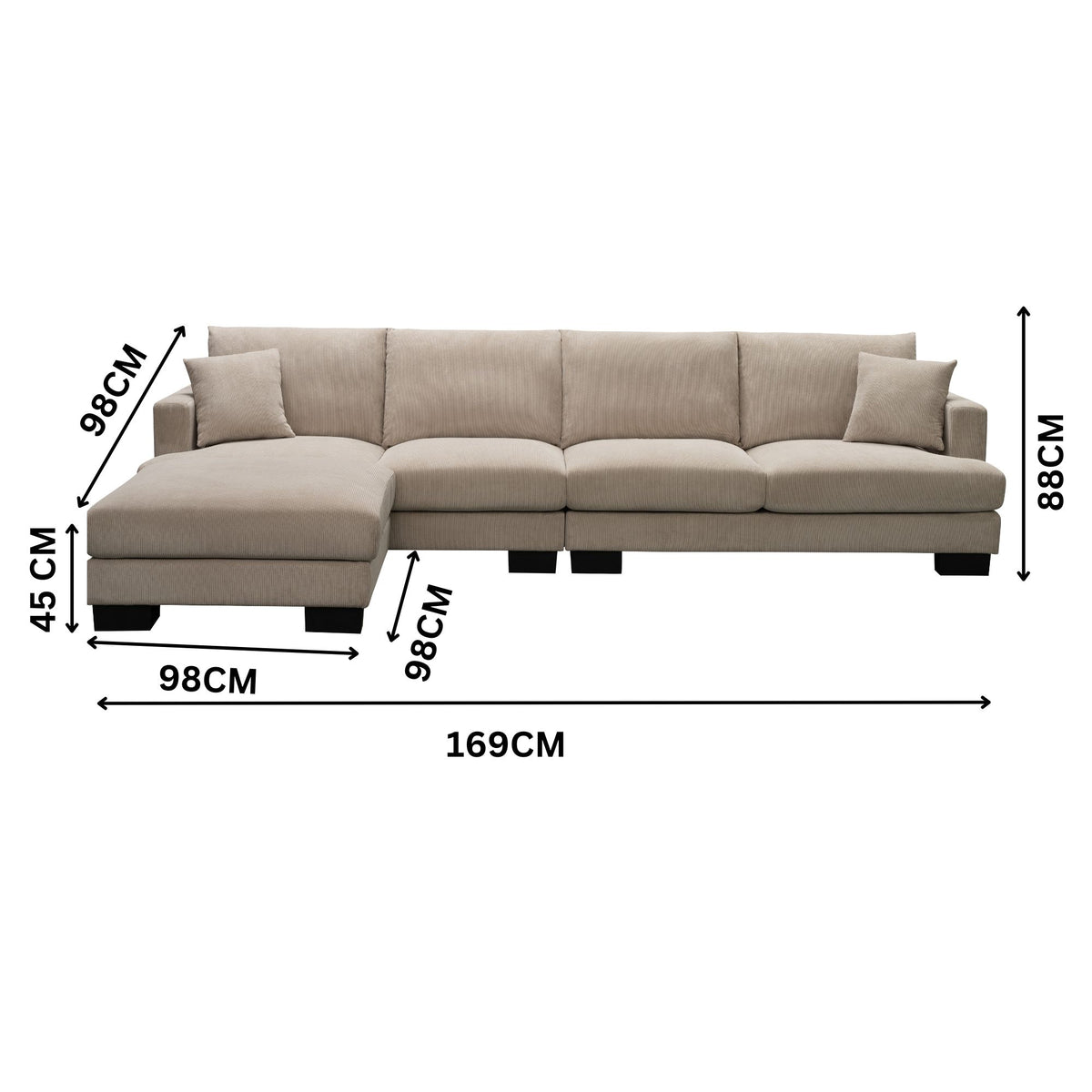 Nordic 5 Seater Modular Corner Sofa Lounge Ottoman Chaise Beige