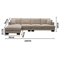Nordic 5 Seater Modular Corner Sofa Lounge Ottoman Chaise Beige