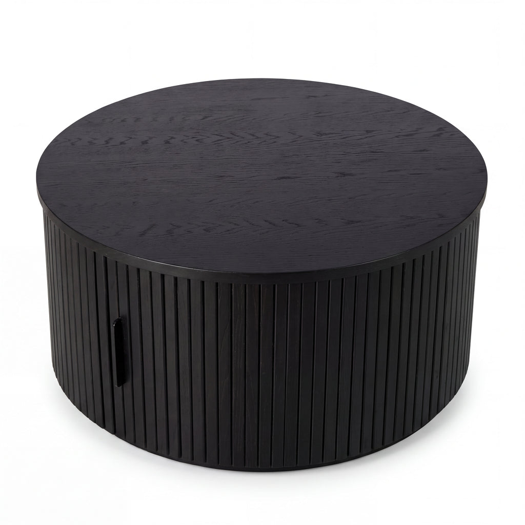 Norman 80cm Timber Round Coffee Table Black