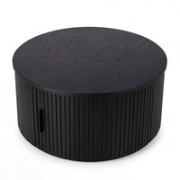 Norman 80cm Timber Round Coffee Table Black