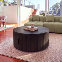 Norman 80cm Timber Round Coffee Table Black