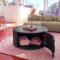 Norman 80cm Timber Round Coffee Table Black