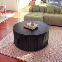 Norman 80cm Timber Round Coffee Table Black