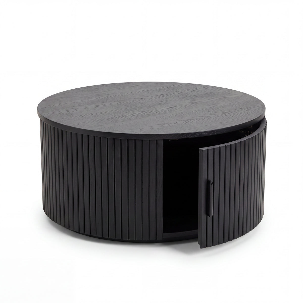 Norman 80cm Timber Round Coffee Table Black