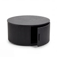 Norman 80cm Timber Round Coffee Table Black
