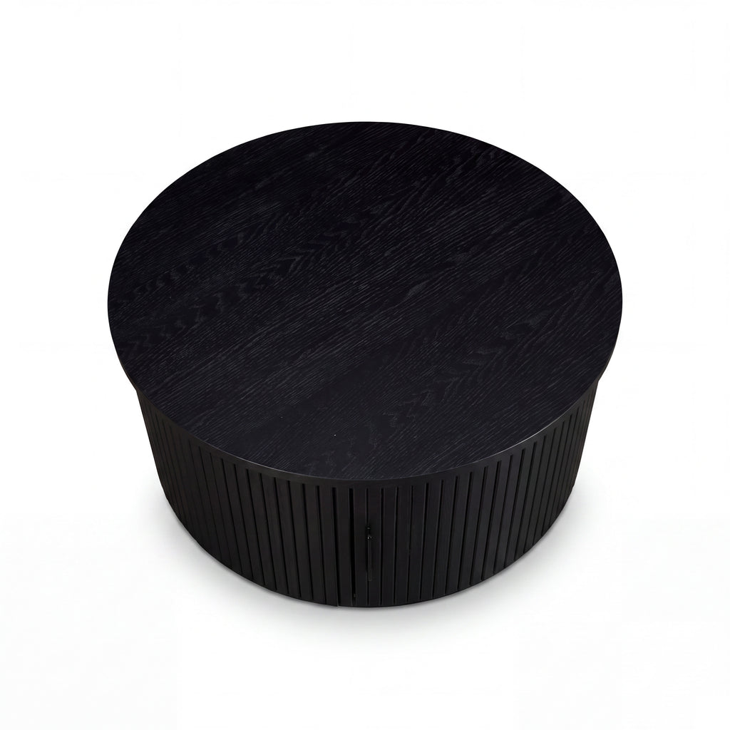 Norman 80cm Timber Round Coffee Table Black