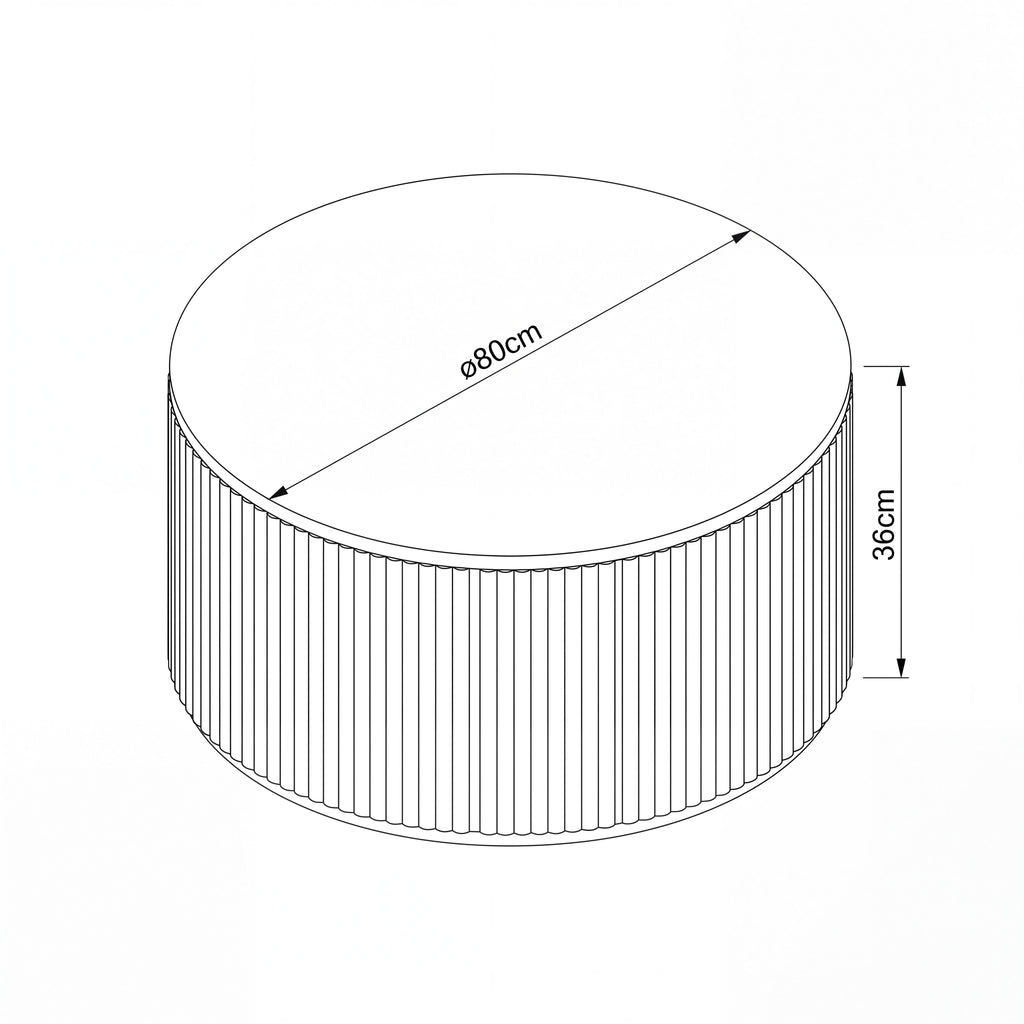 Norman 80cm Timber Round Coffee Table Black