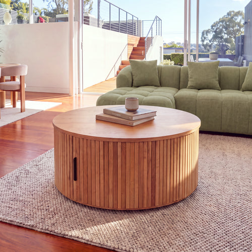 Norman 80cm Timber Round Coffee Table Natural
