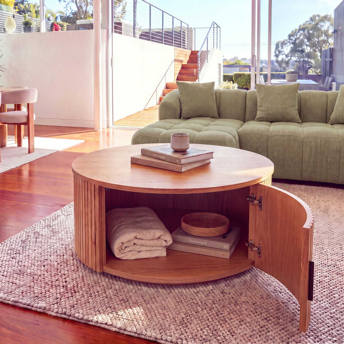Norman 80cm Timber Round Coffee Table Natural