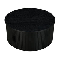 Norman 80cm Timber Round Coffee Table With Storage Black