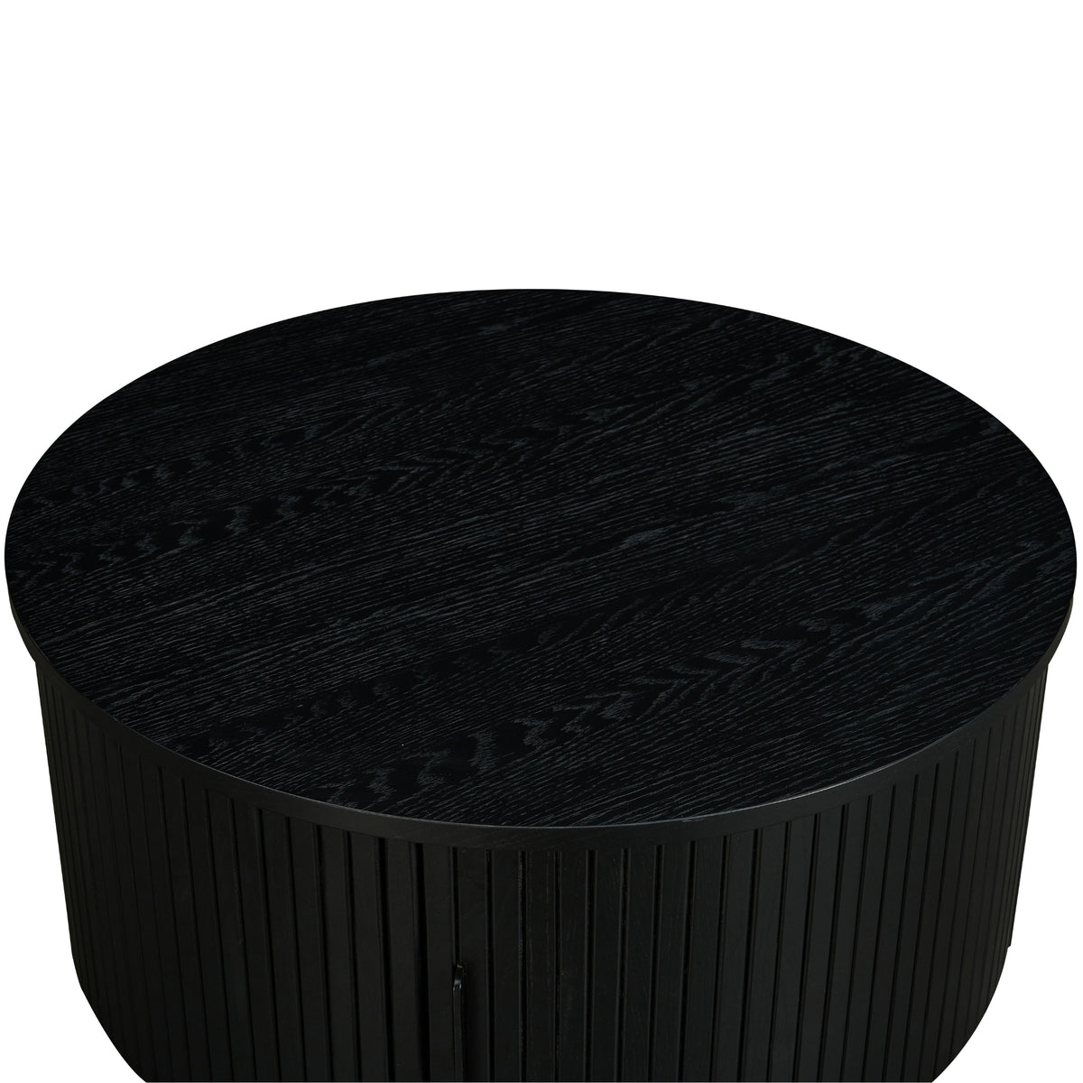 Norman 80cm Timber Round Coffee Table With Storage Black