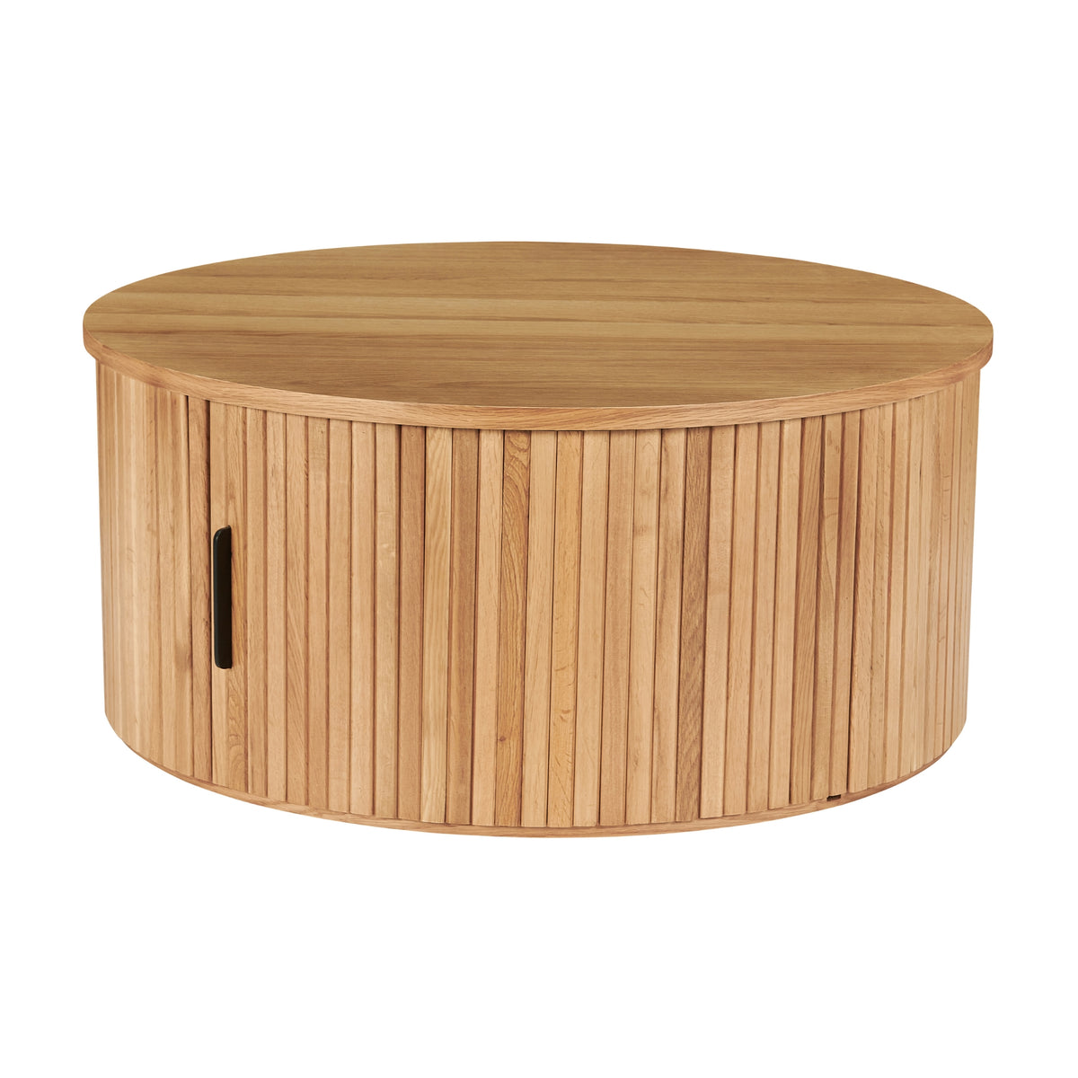 Norman 80cm Timber Round Coffee Table With Storage Natural