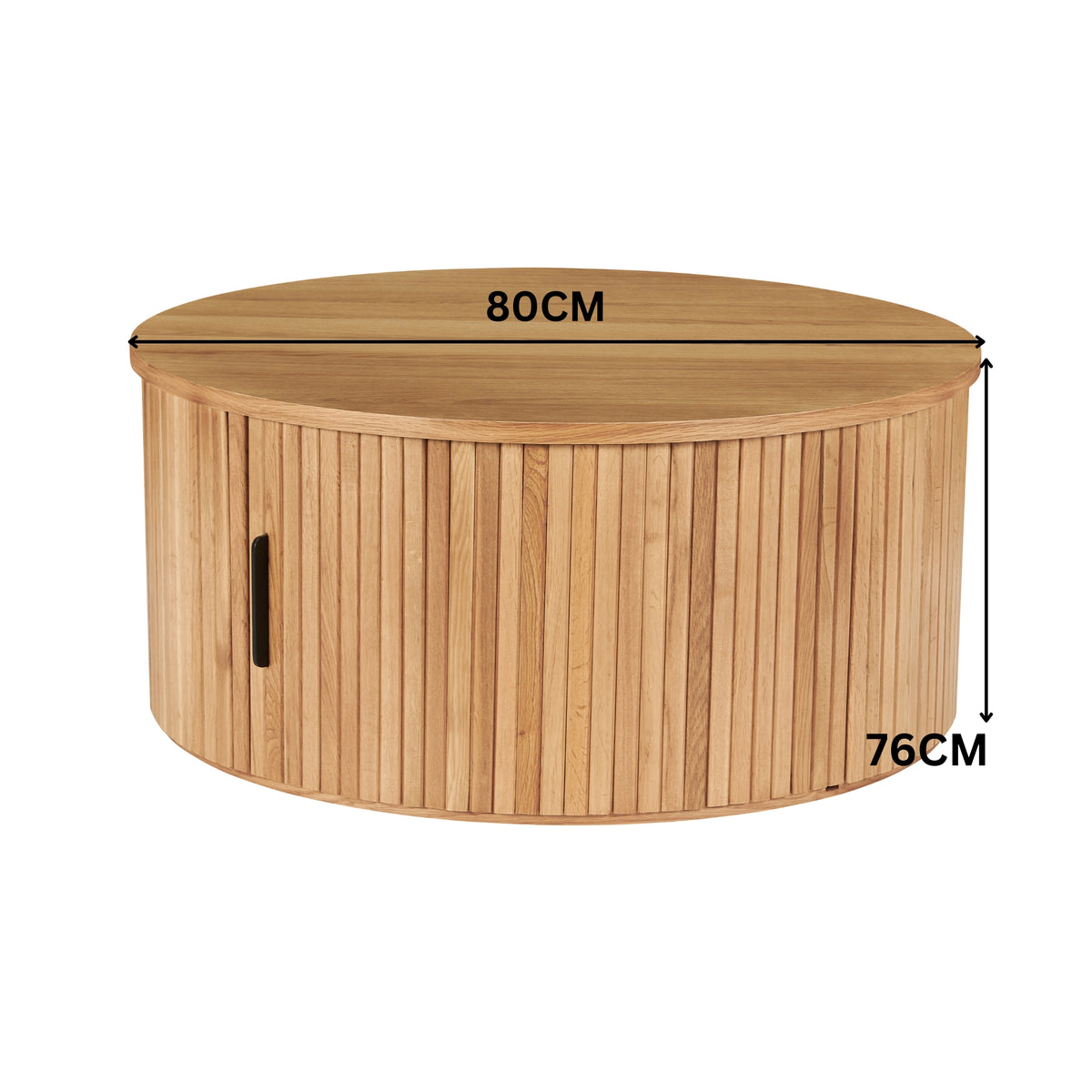 Norman 80cm Timber Round Coffee Table With Storage Natural