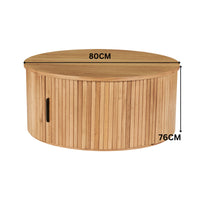 Norman 80cm Timber Round Coffee Table With Storage Natural