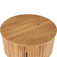 Norman 80cm Timber Round Coffee Table With Storage Natural