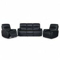 North Star 1+1+3 Seater Electric Power Genuine Leather Recliner Sofa Lounge Black
