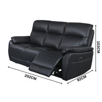 North Star 1+1+3 Seater Electric Power Genuine Leather Recliner Sofa Lounge Black