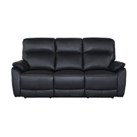 North Star 1+1+3 Seater Electric Power Genuine Leather Recliner Sofa Lounge Black